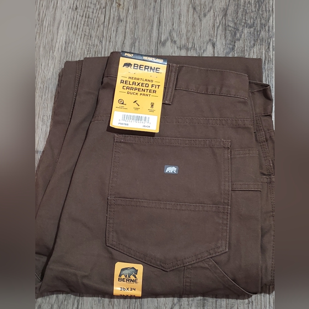 Berne Brown Carpenter Duck Pants Relaxed Fit 36/34 NWT